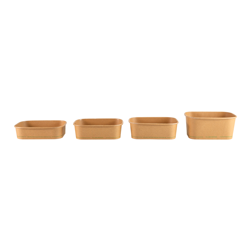 Rectangular Kraft Paper Food Container with PLA Lining