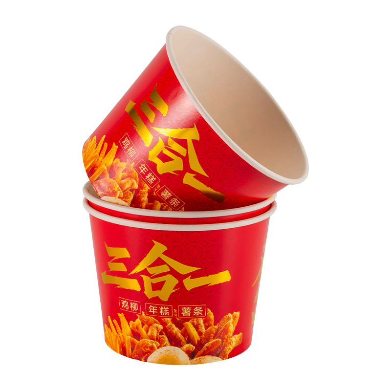 Kraft Paper Round Food Bucket with PLA Lining（Disposable Paper Soup Bucket）